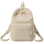 Школьный ранец для девочек-подростков, розовая Мягкая тканевая сумка в полоску, Женский школьный портфель, бежевый