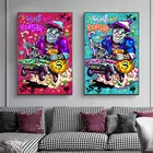 Граффити карикатура миллионер домашний декор холст картина на стену художественные принты мультфильм богатый человек плакат картина для гостиной роспись