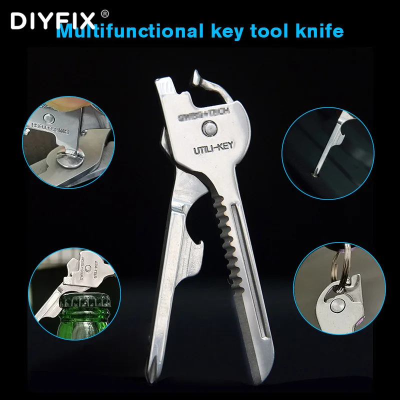 Многофункциональный складной нож для ключей DIYFIX мини-нож из нержавеющей стали