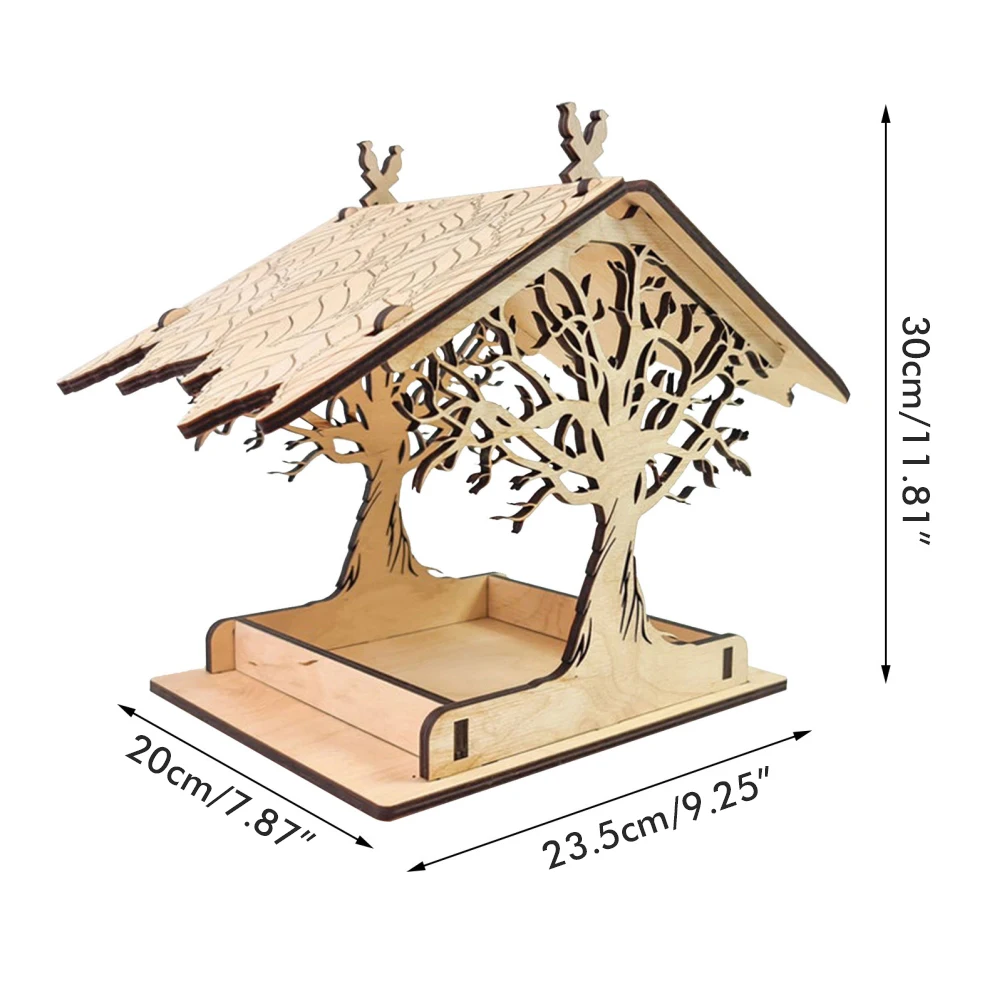 

Wooden Bird Feeder Hanging Seed Container Tray for Wild Birds Home Garden Yard Tree Decoration Bird Supplies