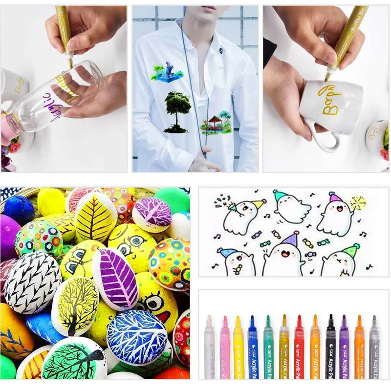 

STA 12/24 Colors Acrylic paint marker pen 2.0mm water based pigment ink