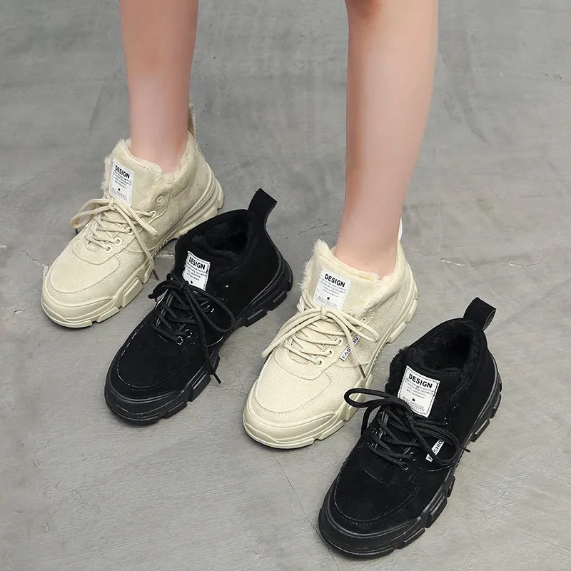 Winter Sneakers for Women Plush Insole with Fur Outdoor Running Shoes Female Stylish Snow Boots Ladies Street Walking Girl | Спорт и