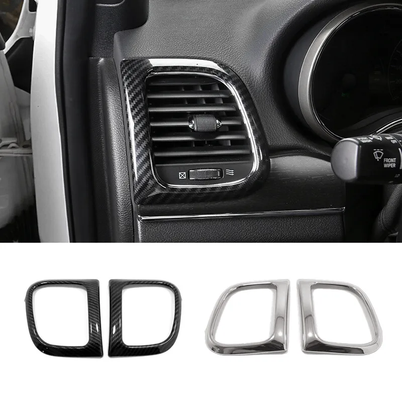 

For Jeep Grand Cherokee 2014-2017 ABS Chrome/ Carbon Car Conditioner Air Outlet Decoration Cover Trims Car Styling Accessories