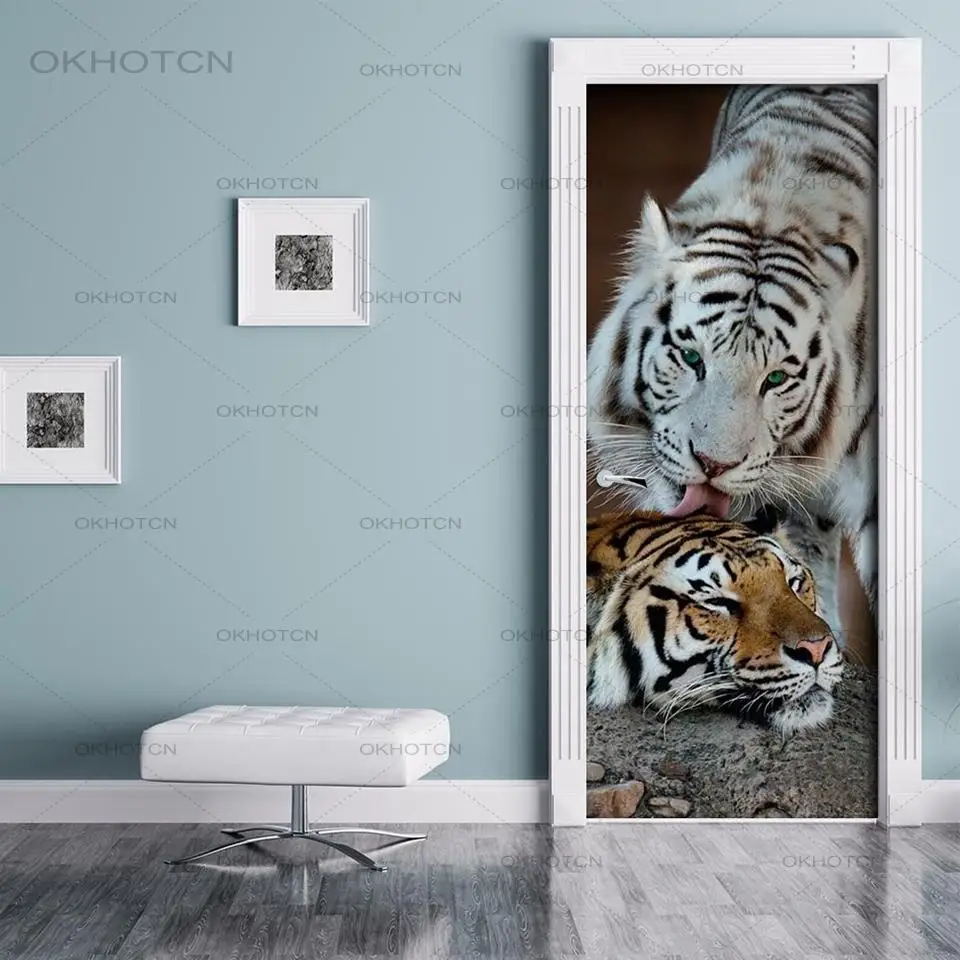 

Renovation Decal For Doors Animal Ferocious Tiger Sticker On The Door Self Diy Art Adhesive Wallpaper Home Decor Mural Wardrobe