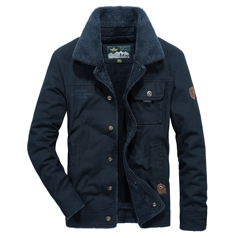 

Wepbel Fleece-Lined Cargo Jacket Thickened Coat Men's Cotton-Padded Coat Jackets 6XL Plus Size Winter Single-breasted Jacket