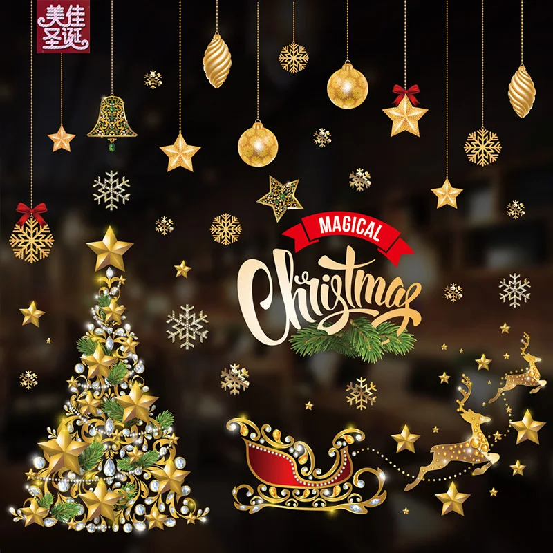 

Christmas decorations New Year's Day electrostatic stickers shopping mall glass window stickers