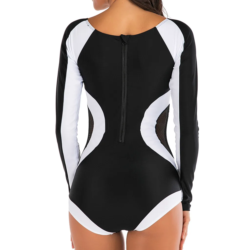 SAGACE Цельный купальник Rashguard для женщин с длинным рукавом плавания костюм