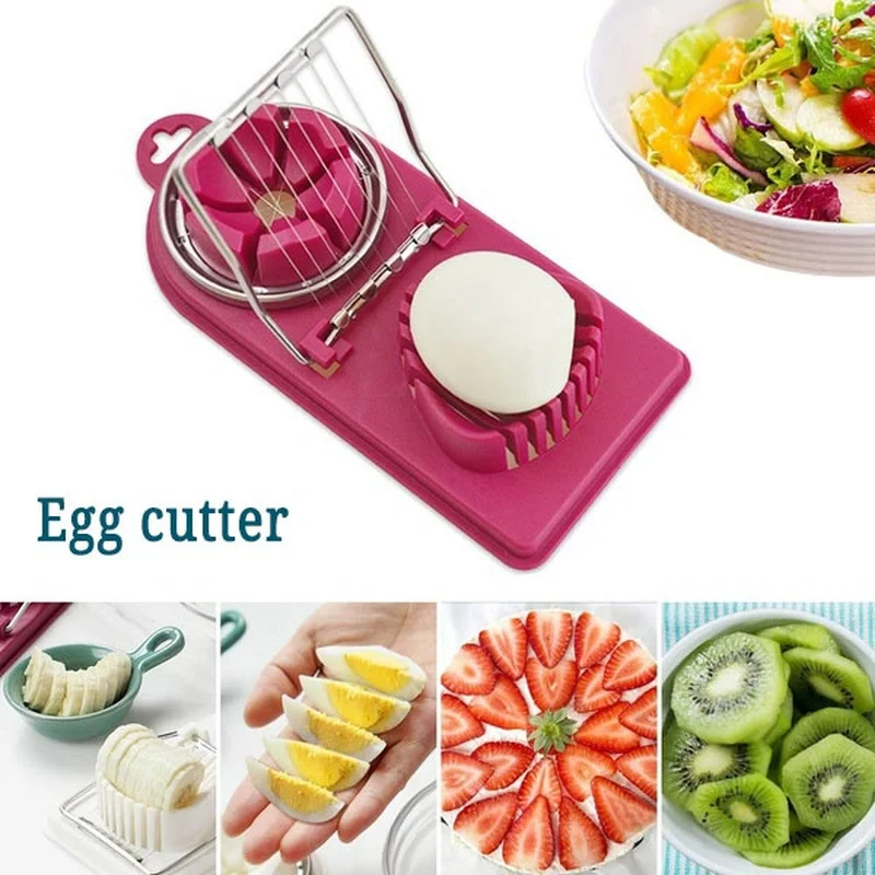 

1Pc 2 in1 Cutter Multifunctional Egg Cutter Stainless Steel Egg Slicer Sectioner Cutter Mold Flower-Shape Cutter Kitchen Gadgets