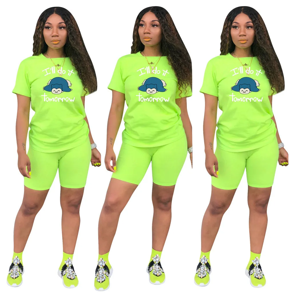 Клубные костюмы с буквенным принтом футболка коротким рукавом комплект из двух