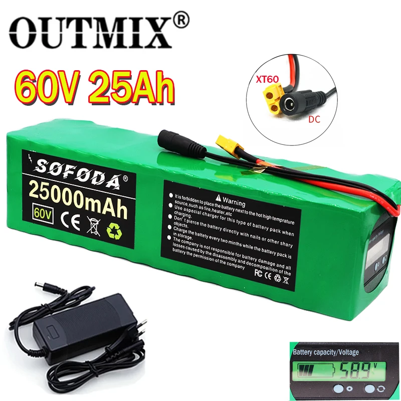 60 в 25ah 18650 16s4p электрический скутер 60V 25AH литиевая батарея электрического