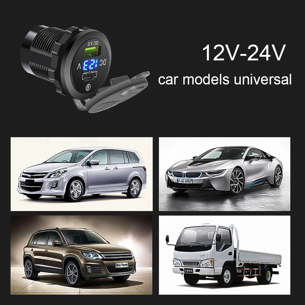 Автомобильное зарядное устройство Kebidu с двумя разъемами USB Type-C PD QC 3 0
