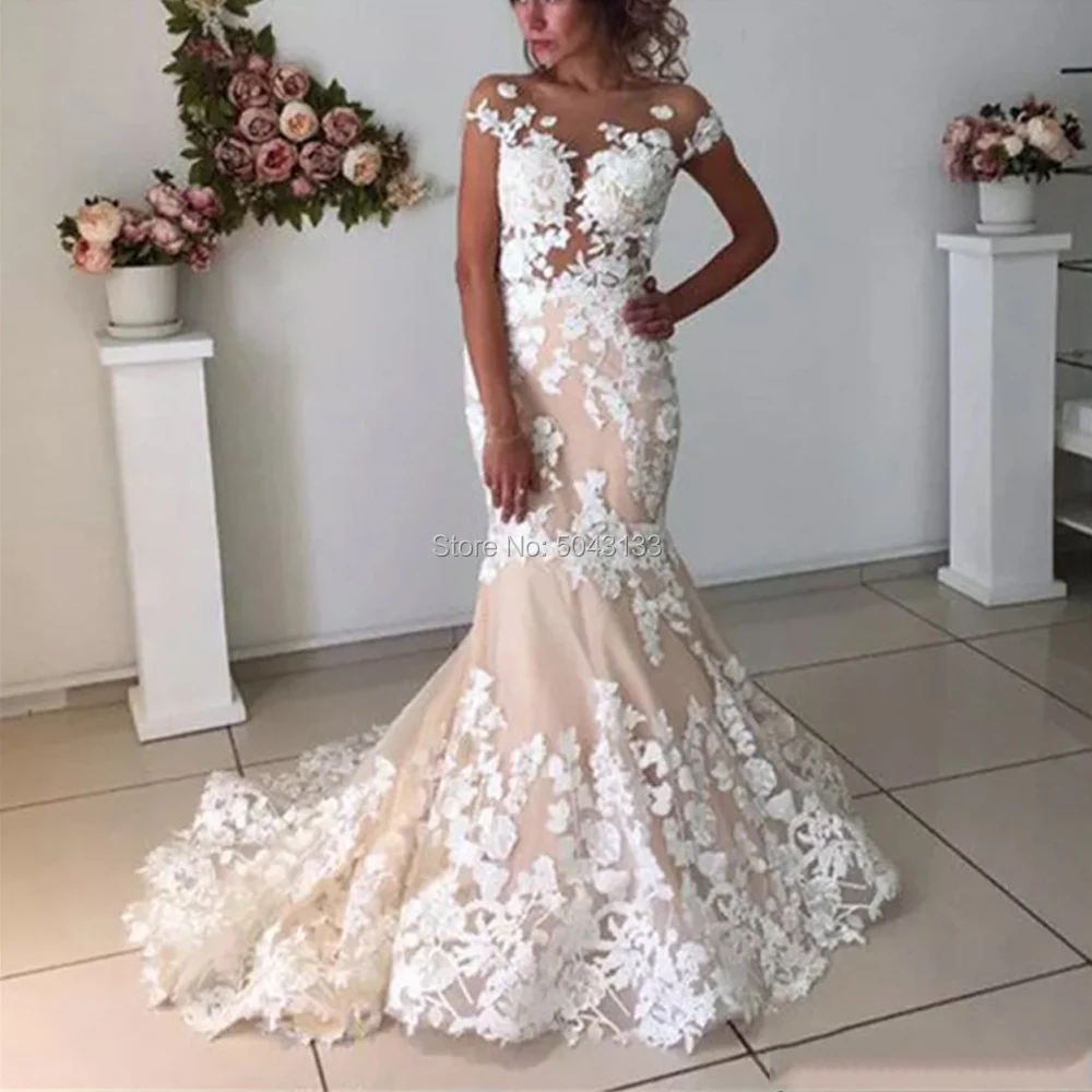 Свадебные платья цвета шампанского Русалочки 2020 открытая спина Robe de Mariee