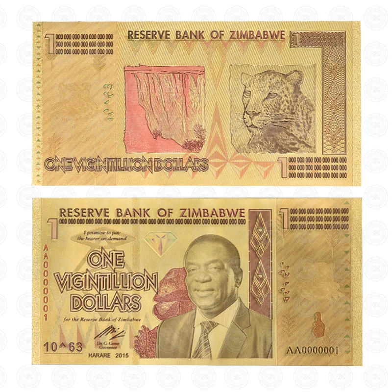 Поддельные деньги 1000 шт. 100 трлн долларов Зимбабве золотые банкноты с качество