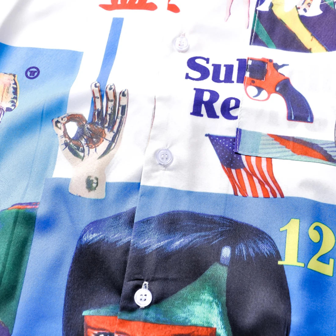 ATSUNNY Stitching style Print Short Sleeve Shirt HipHop Streetwear Casual Shirt Man Summer Fashion Hawaiian Shirts Tops