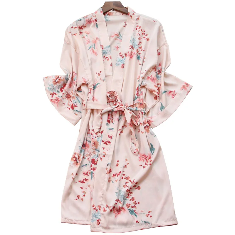 

Print Kimono Bathrobe Gown Women Intimate Lingerie Summer New Short Homewear Nightgown Half Sleeve Lady Sleepwear Nightwear