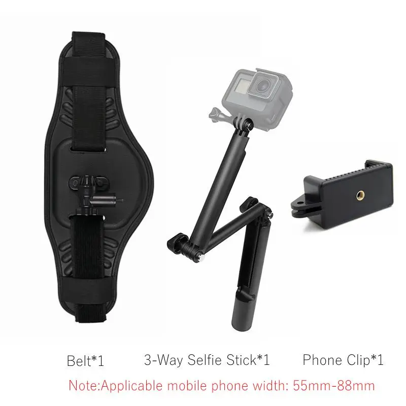 Переносной ремень для крепления на пояс для GoPro Hero 5 6 7 8 Max Insta360 X Yi 4K+ SJCAM SJ9 DJI Osmo Action Selfie Stick Adapter - Цвет: E Package