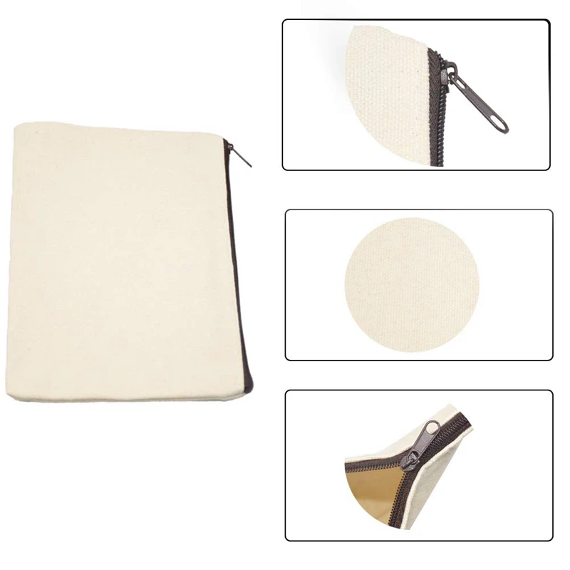 

15Pcs Canvas Makeup Bags Zipper Pouch Bags Pencil Case DIY Craft Blank Bags for Travel DIY Craft School