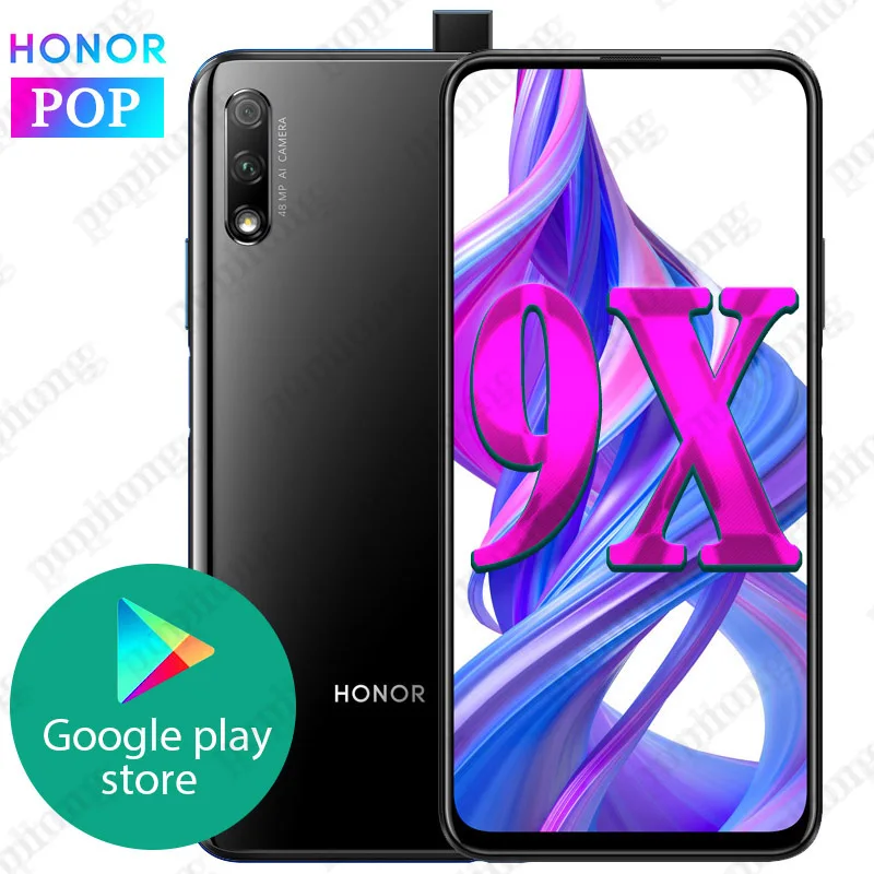 Honor 9x смартфон 6 ГБ 64 Гб Kirin 810 Octa Core 59 дюймов лифтинг полный Экран 48MP две камеры 4000
