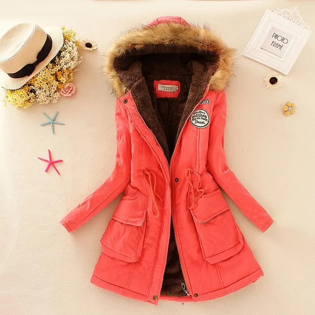 

S -3XL Winter New Ladies Parka Coat Casual Jacket Military Hooded Jacket Winter Jacket Ladies Leather Coat Woman Clothes Viper