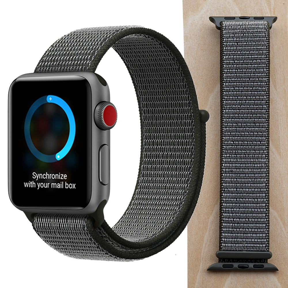 Высококачественный нейлоновый спортивный ремешок для Apple Watch, ремешок 44 мм, серия 5, 4, 3, 2, 1, дышащий тканый ремешок 42 мм, iwatch 40 мм, 38 мм - Цвет ремешка: Dark Olive