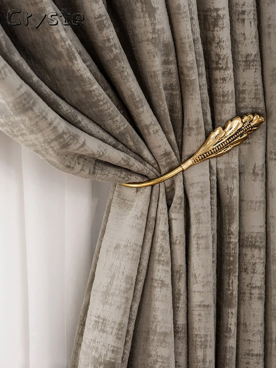 

Light Luxury Gray Flannel Blackout Curtains for Bedroom Living Room Curtains Luxury Home Decor Color Curtains Bronzing Velvet