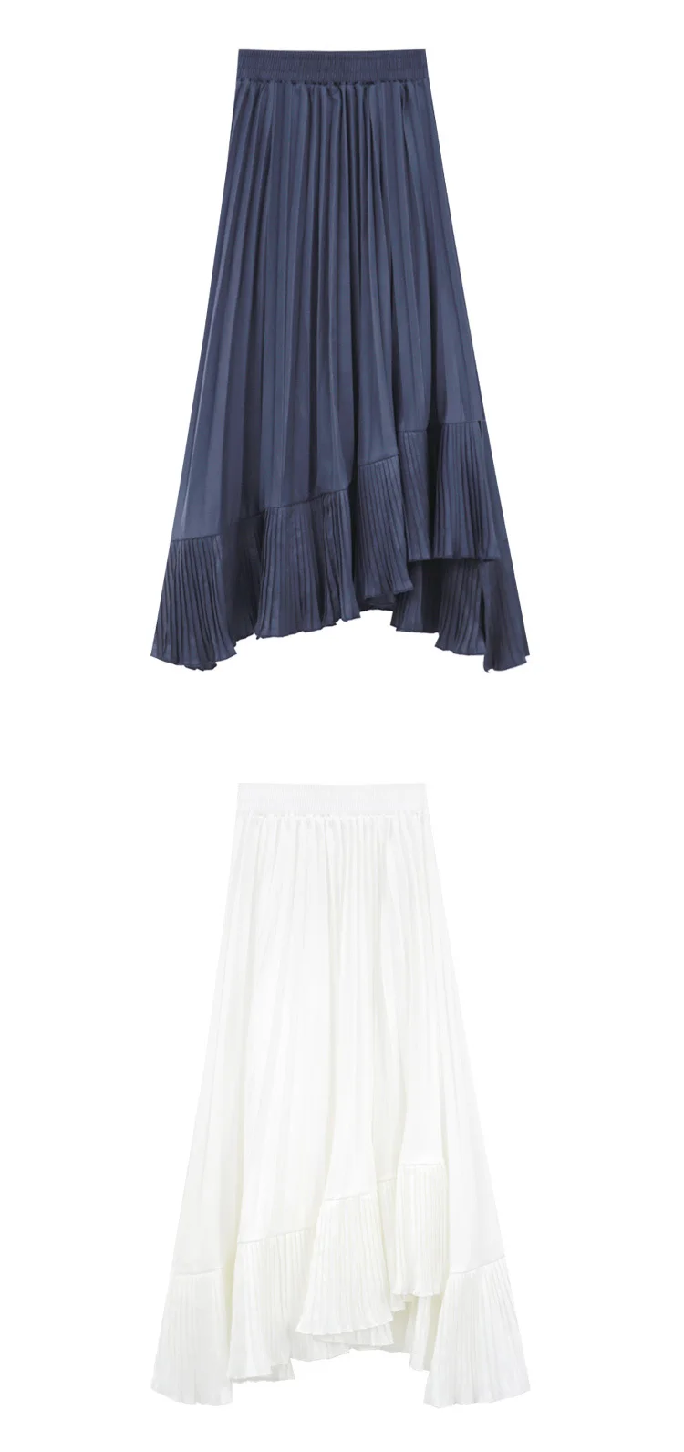 Vintage Irregular Long Skirt Fashion Women's Elastic Waist Autumn Skirts Ruffle Design Party Bottoms Women's Clothes New