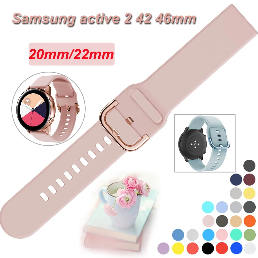 Мягкий силиконовый ремешок 20 мм 22 для Samsung Gear S3 S2 Galaxy Watch 46 42 Active 2 44 40 Huawei GT