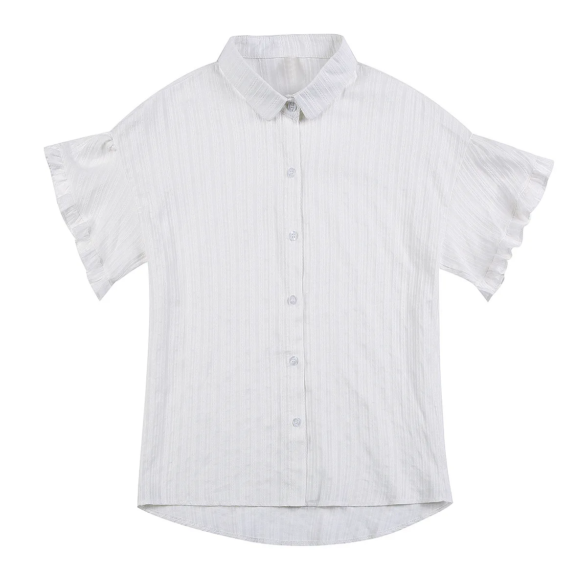 

2021 summer new short-sleeved chiffon white shirt waist waist trendy fashion temperament top women