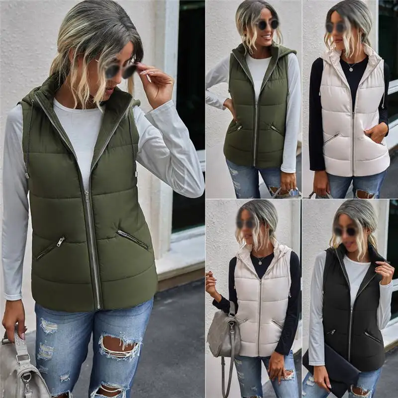 

Warm Coat Womens Waistcoat Vest Jacket Padded Puffer Gilet Top Winter Hooded