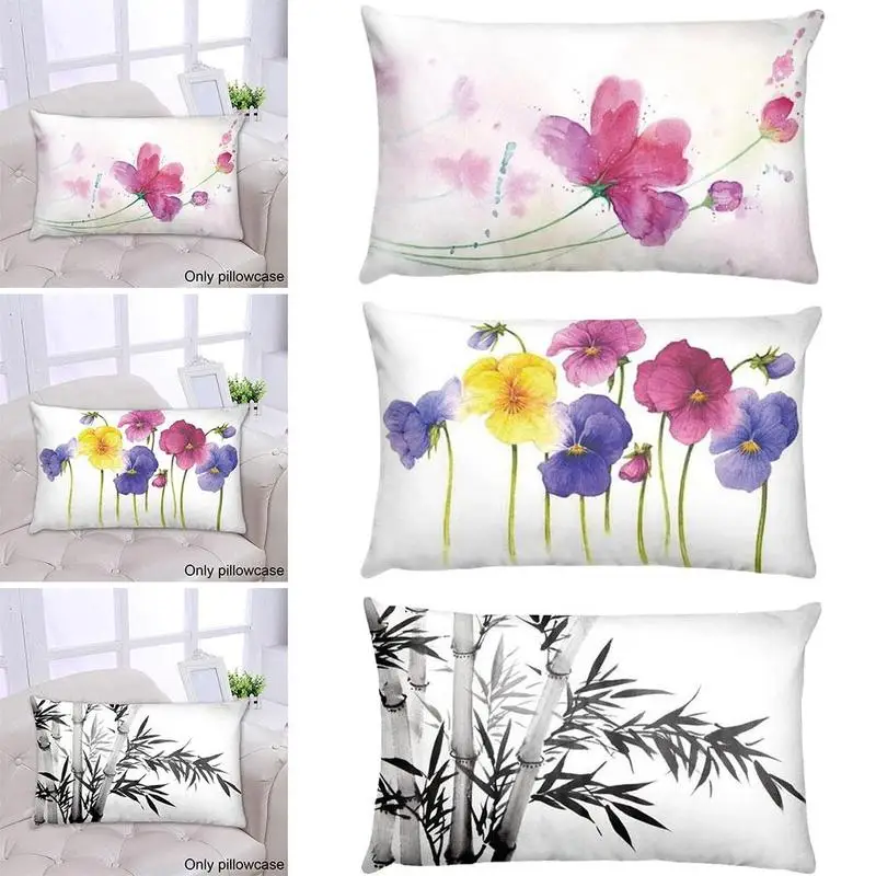 

Rectangle Modern Art Watercolor Flower Nordic Style Decorative 30*50cm Cushion Sofa Decor Home Pillow Throw Printed Pillowc I6N2