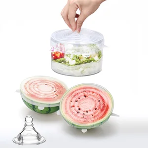 6 шт силиконовый чехол растягивающиеся многоразовые крышки герметичные крышки для пищевых продуктов сохраняющие свежее уплотнение Чаша эластичная оберточная крышка кухонная посуда