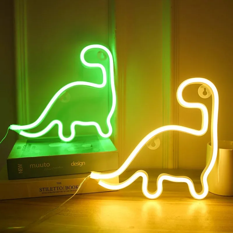 

2021 new led animal dinosaur neon styling lamp battery usb dual purpose wall lamp room christmas party holiday decoration lamp