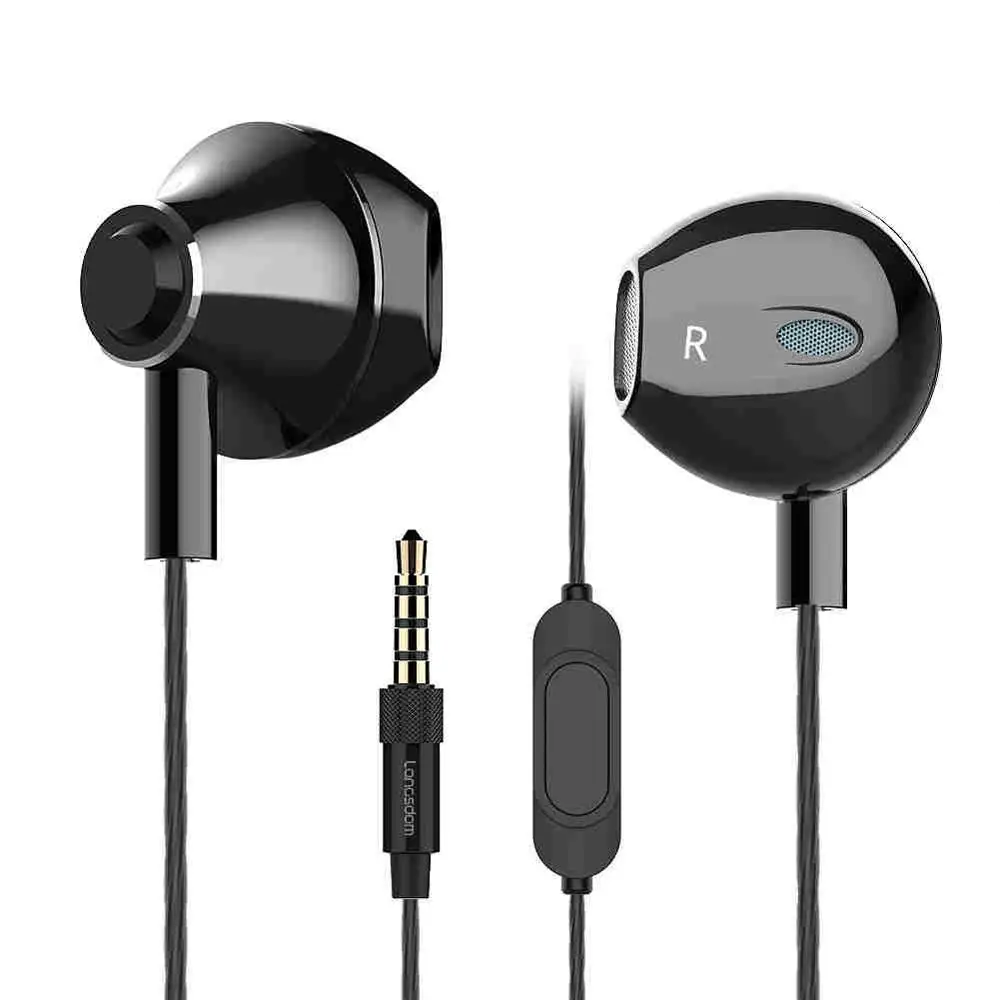 Black with mic Langsdom металлические наушники с микрофоном 3,5 мм Проводная стереогарнитура Hifi в ухо наушники для телефона Xiaomi - Цвет: Black with mic