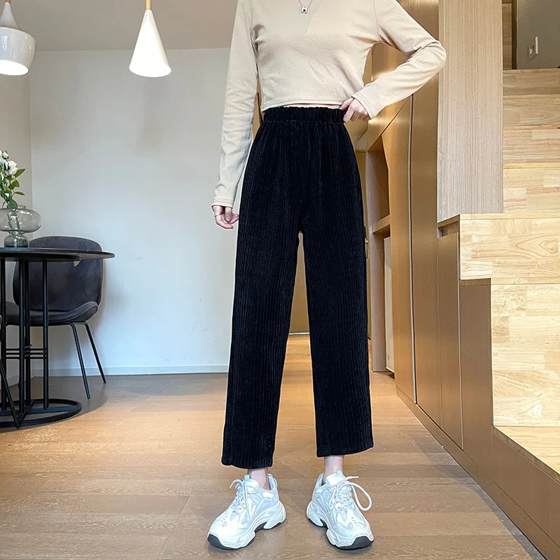 Женские плотные вельветовые брюки JMPRS с высокой талией зимние теплые Винтажные