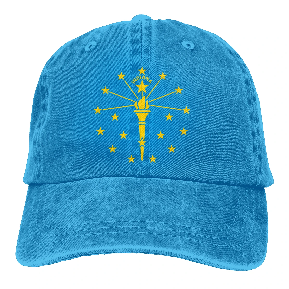 

Indiana Flag mans womans Retro Washed Cowboy hat Sun Caps