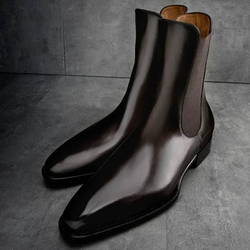 

2021 New Spring and Autumn High-top Pu Leather Boots Men's Chimney Tooling Casual Martin Boots Chelsea Boots HL086