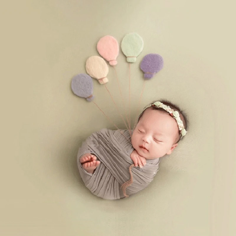 

9 Pcs DIY Baby Wool Felt Dinosaur Stars Love Heart Clouds Balloon Decorations Newborn Photography Props Infant Photo Home A2UB