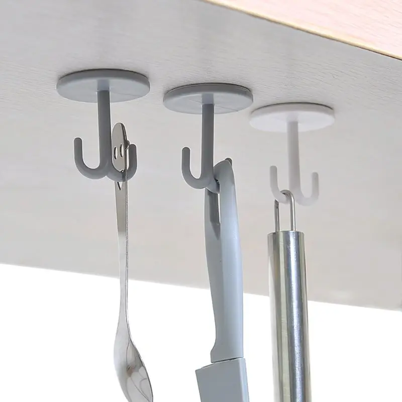 

6pcs Self Adhesive Heavy Duty Ceiling Hook Wall Mounted Cupboard Drawer Hanger