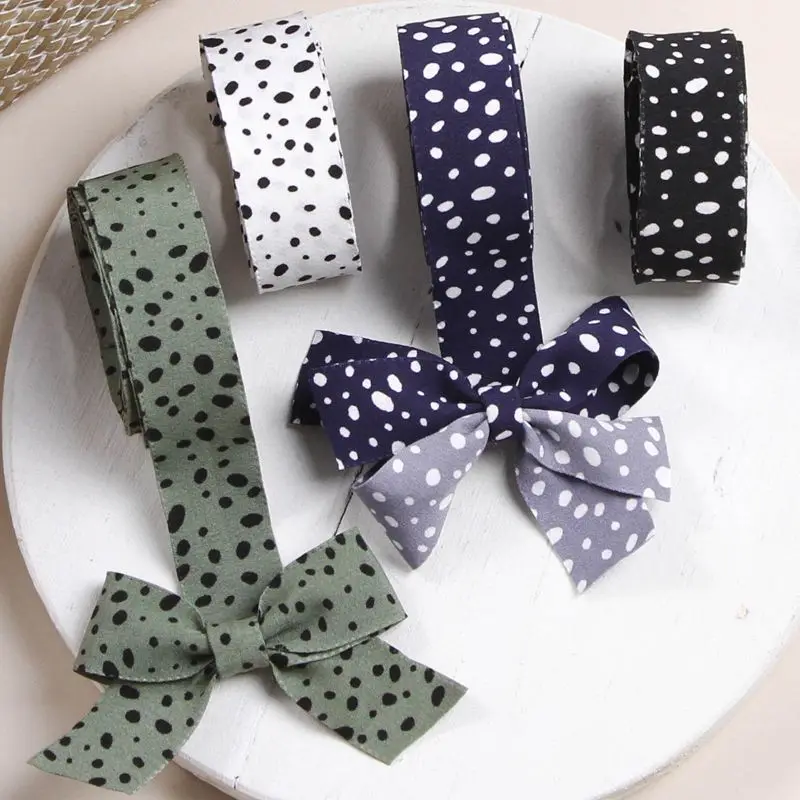 

5 yards/lot Dots Printed Ribbon DIY Bow Hair Accessories Clothing Decoration Trim Gift Bouquet Packaing Material