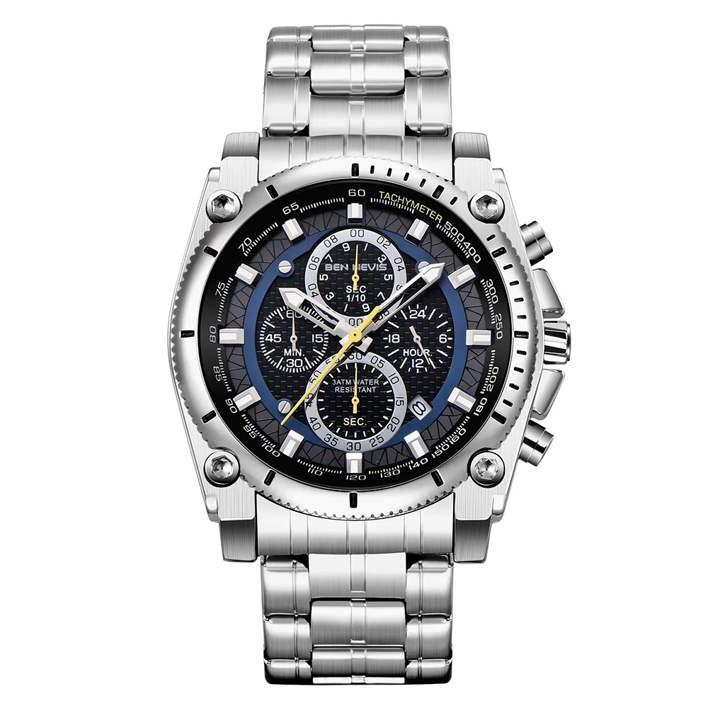 Мужские часы Ben Nevis, модные брендовые Роскошные деловые наручные часы, повседневные спортивные водонепроницаемые мужские часы из нержавеющей стали