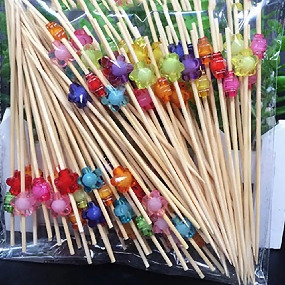 Одноразовые Бамбуковые вилки для буфета фруктов десертов палочек пищи коктейлей