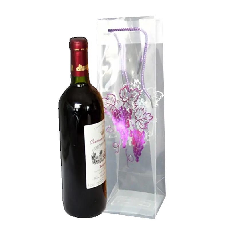 Фиолетовый прозрачные пакеты для красного вина 33x10x9 см веревочка PP фиолетовый