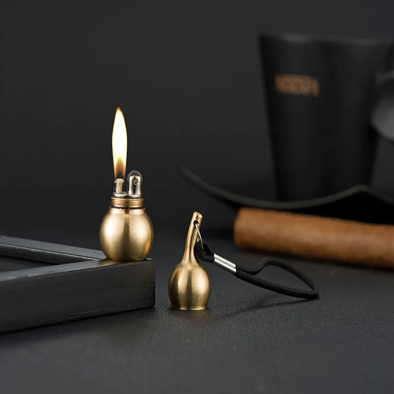 

candle lighter Gourd Pendant Gasoline Lighter Wooden Pendant Metal Mini Retro Unusual Kerosene Lighter Smoke Cigarette Lighter