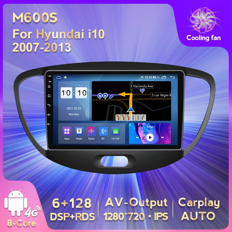 

Автомагнитола 2DIN, Android 10, мультимедийный видеоплеер для Hyundai I10 2008, 2009, 2010, 2011, 2012, навигация GPS, 4G, Lte, Wi-Fi, Carplay