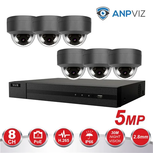 Hikvision 8CH 4 к NVR 4/6/8 шт. 5MP POE IP CCTV безопасности Камера Системы аудио записи IP Камера на открытом воздухе CCTV видео наблюдения NVR KIT - Цвет: 6 Gray KIT