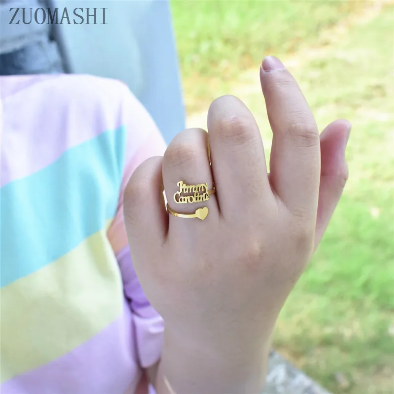 Изящное кольцо с именем на заказ штабелируемые кольца в форме сердца подарок