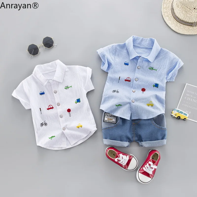 Летняя новинка детская одежда Детская футболка с мультяшным рисунком джинсовые