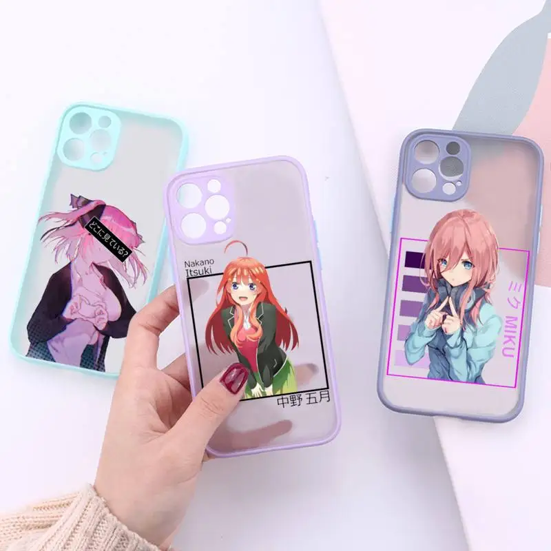 

Nakano Nino Gotoubun no Hanayome Phone Case For iPhone 13 12 11 Mini Pro XR XS Max 7 8 Plus X Matte transparent Purple Back