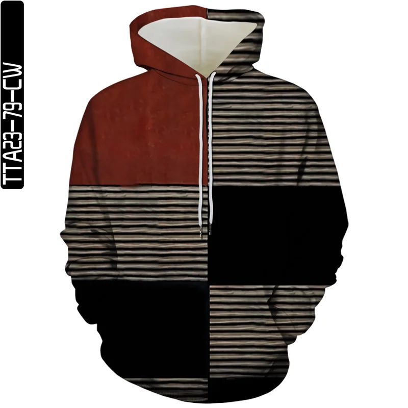 

Spring And Autumn New Unisex Hoodie 3D Color Matching Printing Fashion Loose Plus Size Pullover Harajuku Sweater Streetwear