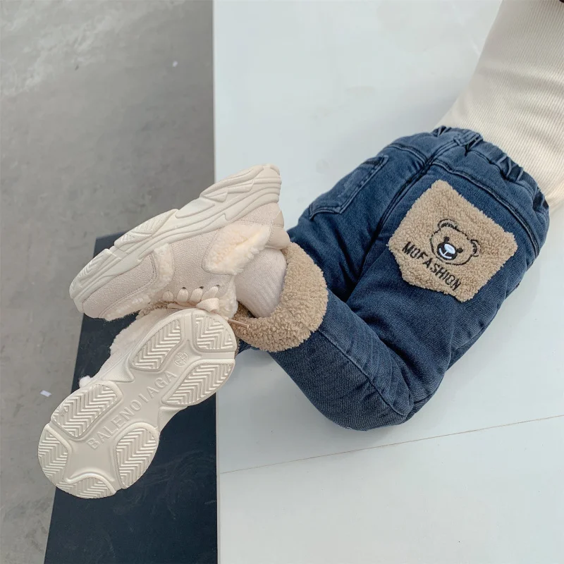 

Jean Thicken Spring Autumn Trousers Long Pants For Girls Boys Sport Children Kids Clothing Teenagers High Quality